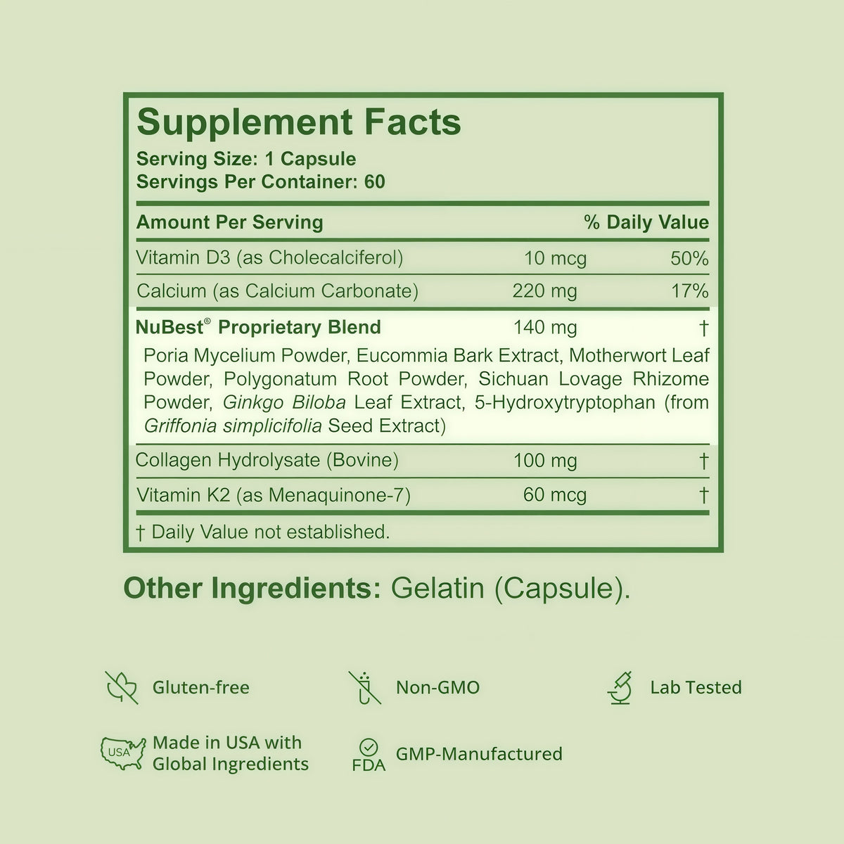 NuBest Tall 10+ Growth Support Vitamins for Kids & Teens, 60 Capsules