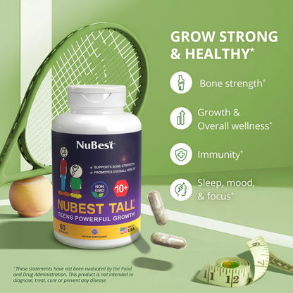 NuBest Tall 10+ Growth Support Vitamins for Kids & Teens, 60 Capsules