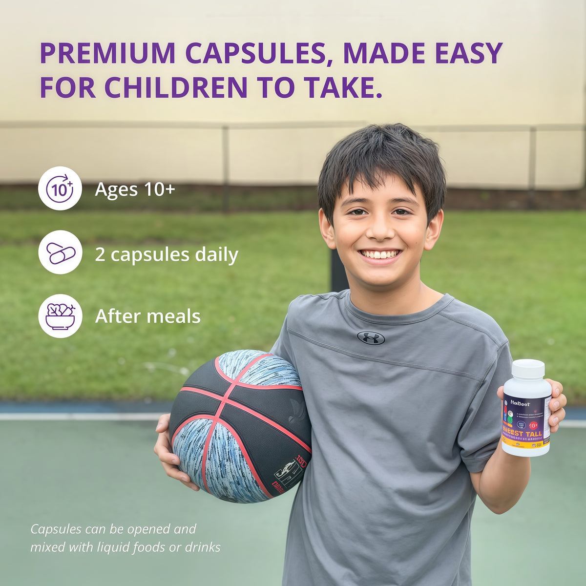 NuBest Tall 10+ Growth Support Vitamins for Kids & Teens, 60 Capsules